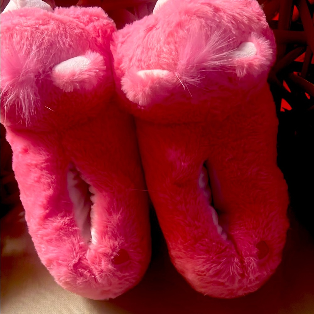 Pink Fuzzy Animal Slippers